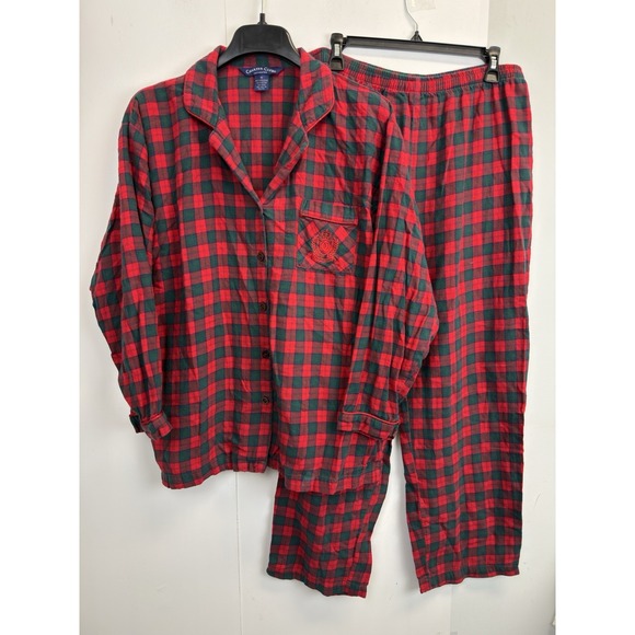 Charter Club Other - Charter Club Women's M Cotton Pajama Set Classic Red Plaid Embroidered Pocket